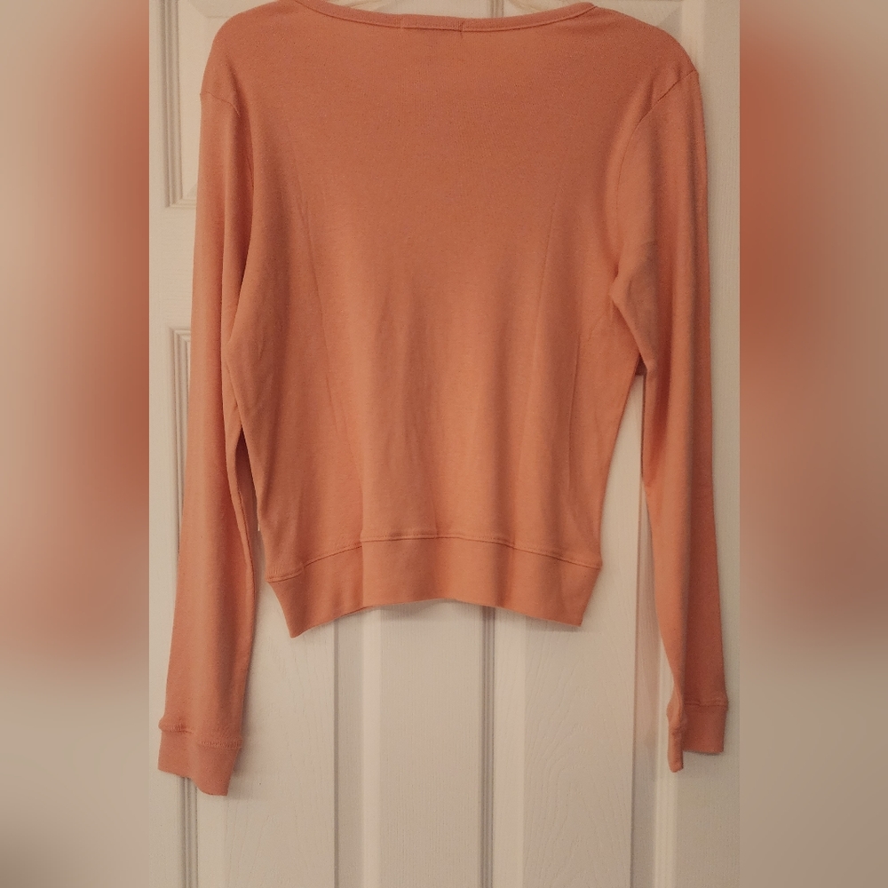 Three Dots Long Sleeve Scoopneck Top in orange Size SM - Picture 4 of 9